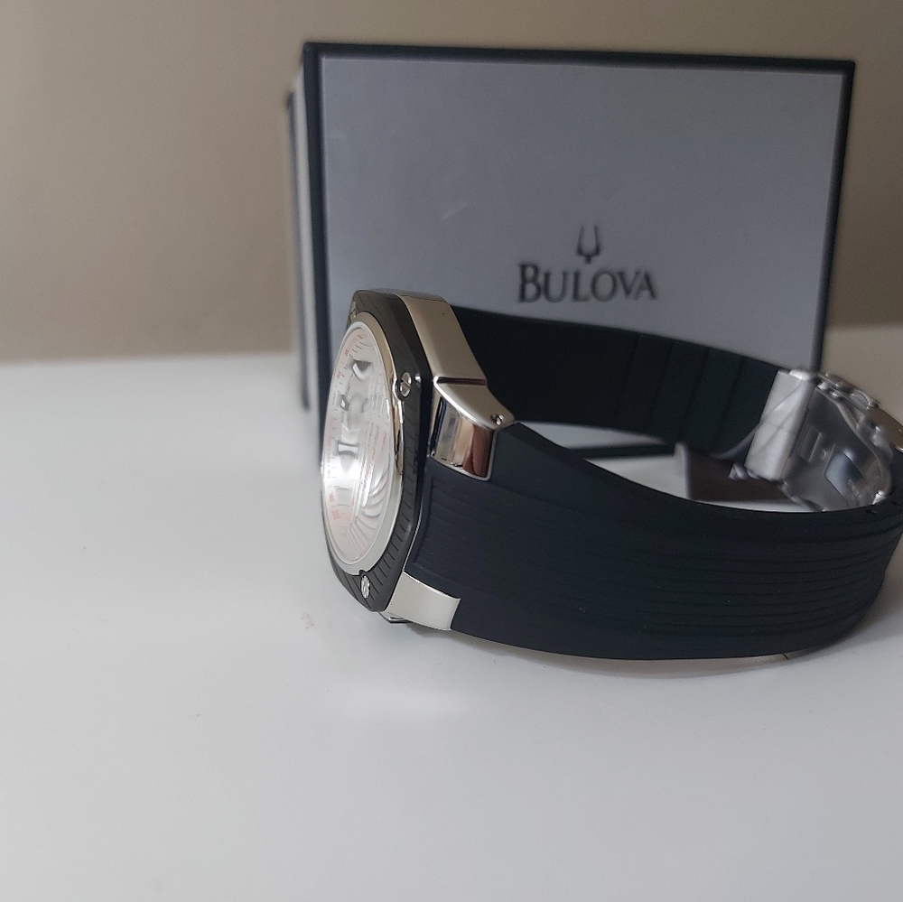 Accutron by Bulova Corvara Stainless Steel & Black Ion-Plated Mens Watch 65B140 - Picture 4 of 9